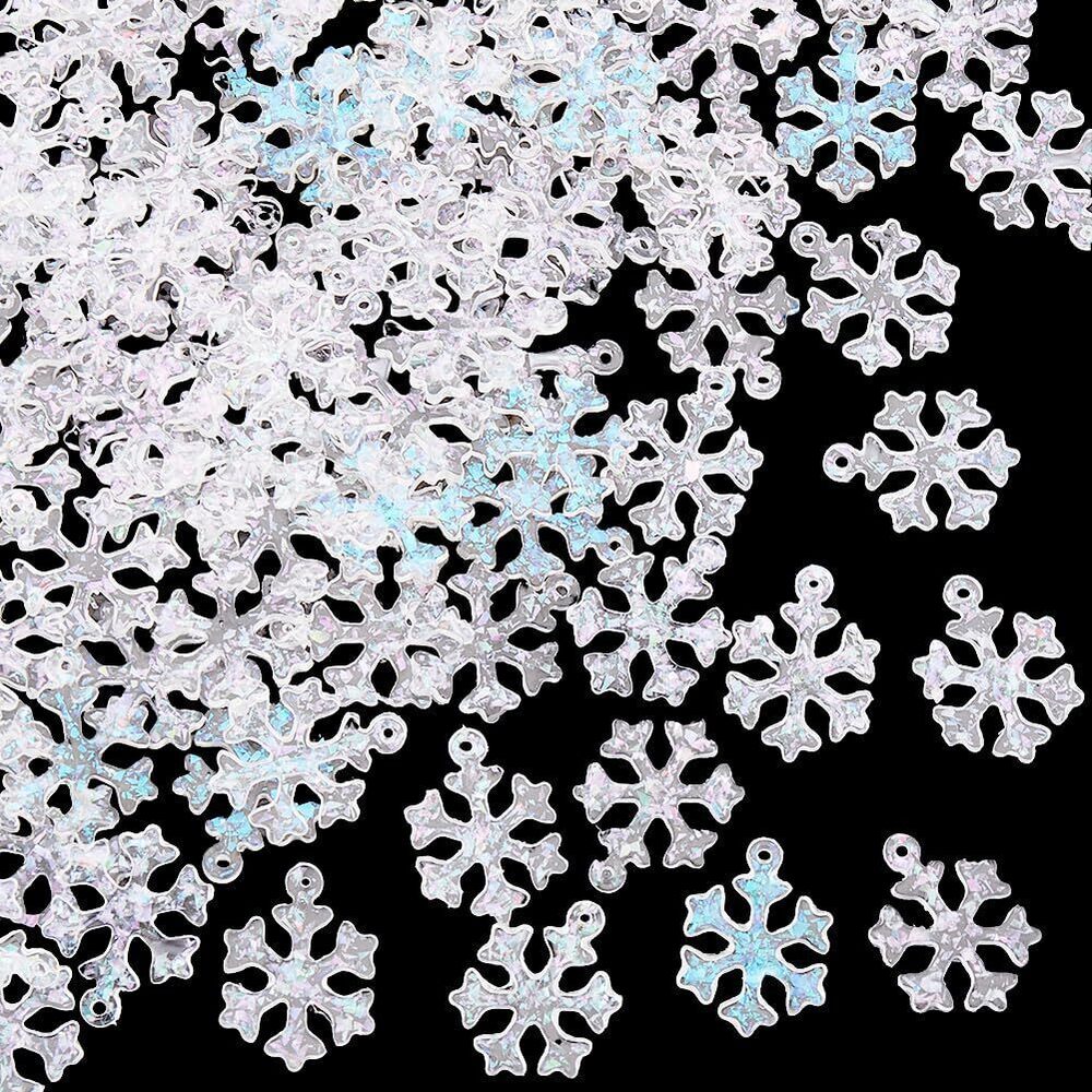 1485 1 Box 100Pcs Snowflakes Christmas Charm Winter Charms Bulk Resin